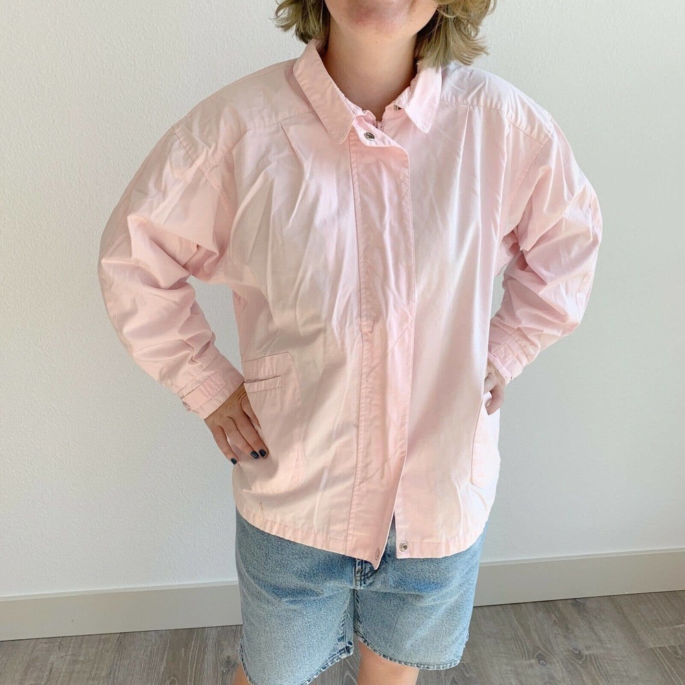 VINTAGE Clipper Mist Londontown Pink Zip Up Jacket Size Large